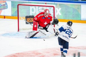 XXKEIKKAXX, 091123, Tampere, Finland, Karjala-turnaus EHT, Suomi - Sveitsi, Reto Berra, Petri Saarelainen / AOP *** 2023